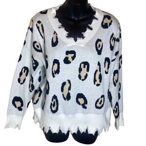 Leopard Print V-Neck Sweater